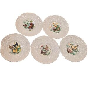 Royal Cauldon Bristol Porcelain Plates Set of 5 Holmes Gray Butterfly Designs